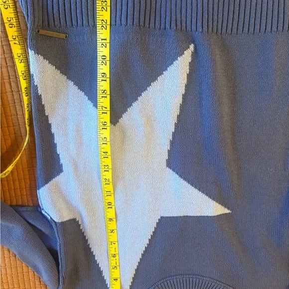 Peace Love World Blue Sweater with White Star - Picture 4 of 4